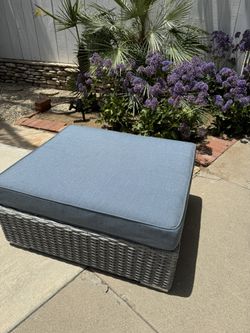 Restoration Hardware ottoman and cushion.