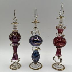 VINTAGE SET OF 3 EGYPT PERFUME BOTTLE WITH BOX