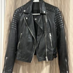 All Saint Leather Woman Jacket Black Size 4 