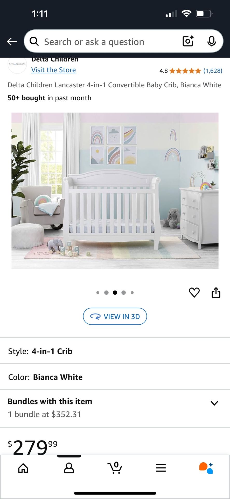 CRIB Never Used Delta Children Lancaster in Convertible Grey color