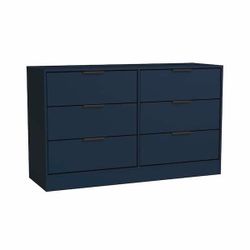 K1 INTERNATIONAL GROUP L Oslo Deep Blue Horizontal Dresser with 6 Drawers, 52.75 in. Wide Dresser - (31.8 in. H x 52.75 in. W x 17.7 in. D)