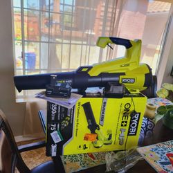RYOBI NEW ONE+ HP 18V Brushless 110 MPH 350 CFM Cordless Variable-Speed Jet Fan Leaf Blower w/ 4.0 Ah Battery and Charger
