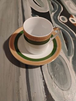 Richard Ginori Palermo Italy Demitasse in Green, Gold and White