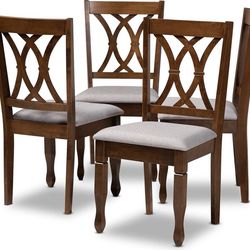 Crosley Landon Round Dining Table & 4 Baxton Chairs Set