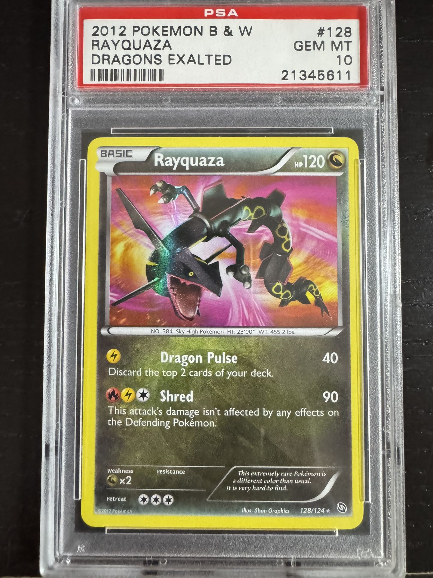 2012 Pokémon Rayquaza B&W Dragons Exalted 128/124 Secret Rare PSA 10 - HOLY GRAIL RAYQUAZA
