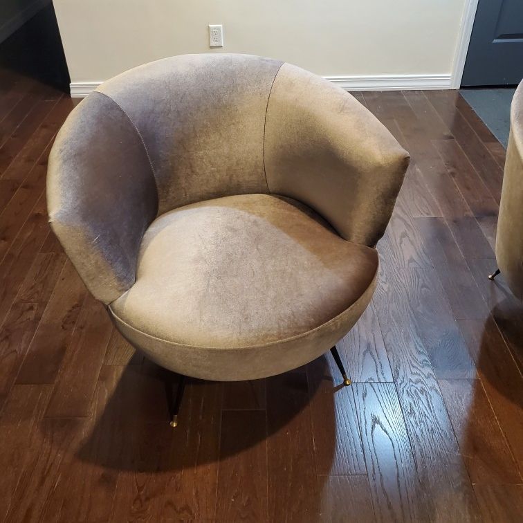 Velvet Accent Barrel Chair - Gray/Silver (2 PCS)
