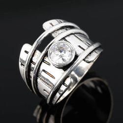 Silver Crystal Vintage Ring