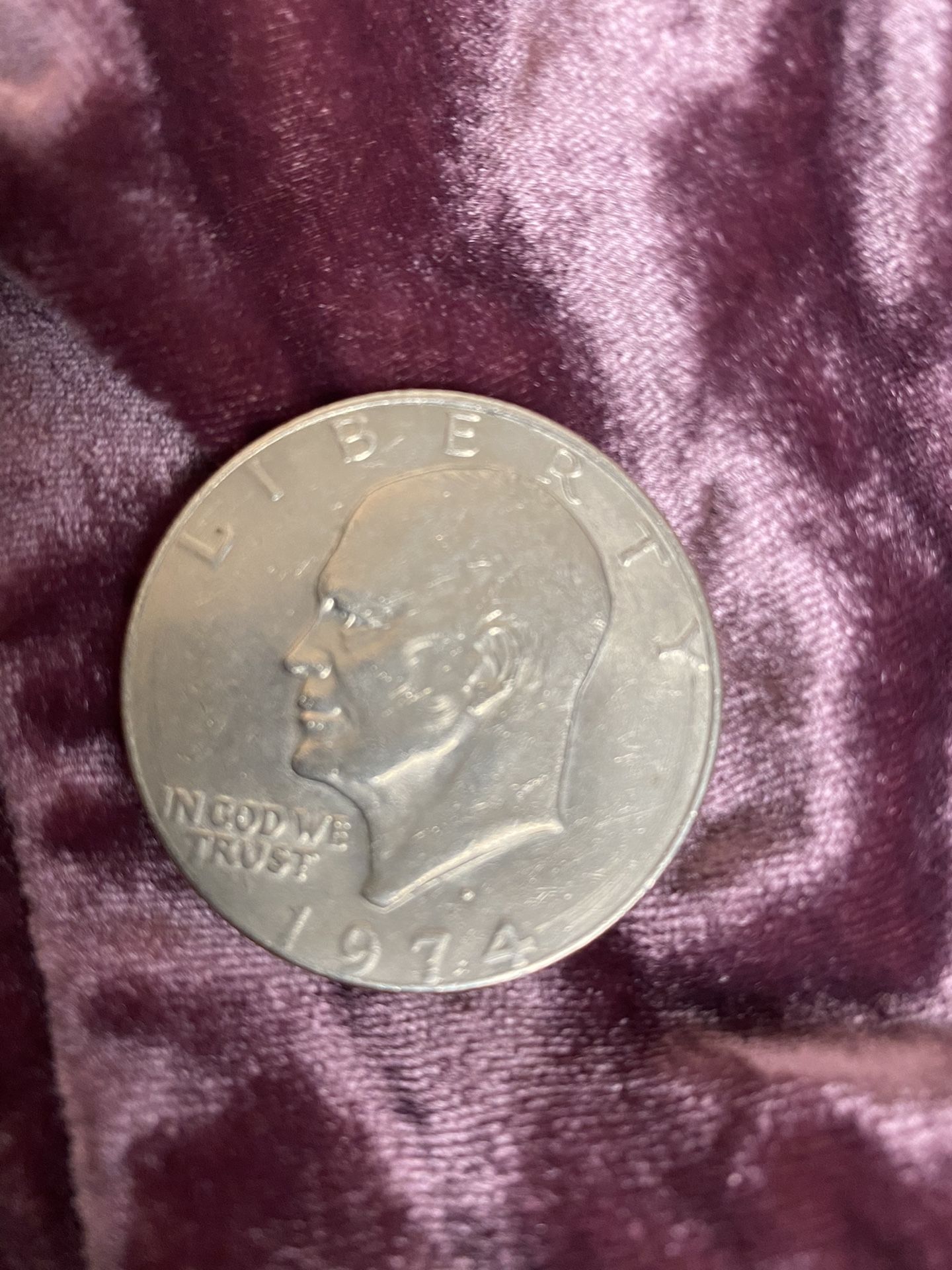 Vintage 1974 D One Dollar Silver Liberty Eisenhower Coin Flying Eagle Rare  Authentic