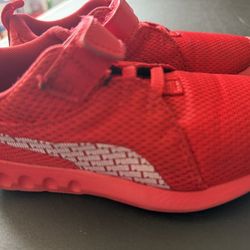 Puma Red Sneakers with Knit Upper and Sock-Like Fit