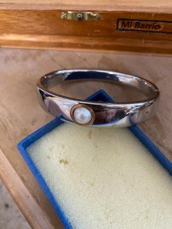 Pulsera caña stainless perla joyería antigua