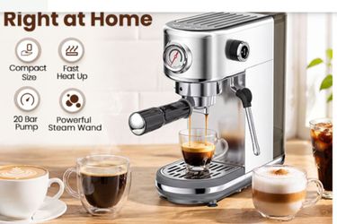 Make Favorite Espresso Coffee by Yourself】The espresso machine with milk frother allows you to prepare all your favorite espresso-based coffees. You c