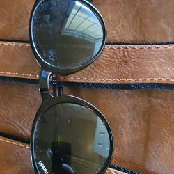 DFKSUNO141 SUNGLASSES ROUND TORTOISE SHELL PLASTIC FRAME BLACK TINTED LENS MEN