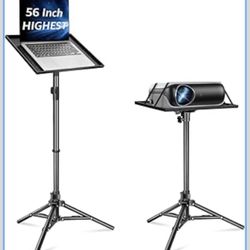 New Projector Stand Tripod, 56 Inch Height Adjustable Laptop Stand with 16x11 Inch Tray, Portable Projector Mount, Stable Tall Tablet Floor S