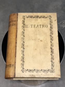 Large Vintage Book Shaped Metal Box Tole Ware Toleware Made in Italy Antique Mid Century Modern Il Teatro