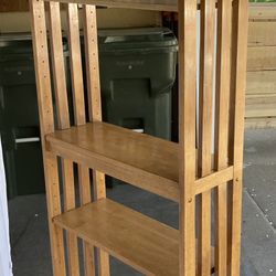 Solid Wood 4 Tier Mission Style Bookshelf Storage Display Center