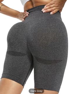 Dark Grey  High Waist Seamless Knit Slim Fit Fitness Yoga Shorts