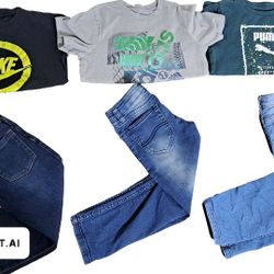 3 Boys Outfits! Size 6 , Nike ,puma, Adidas,  6 Piece Set Jeans And T Shirts  