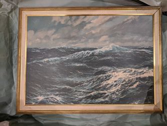 Sea ocean waves painting print 70s Harley