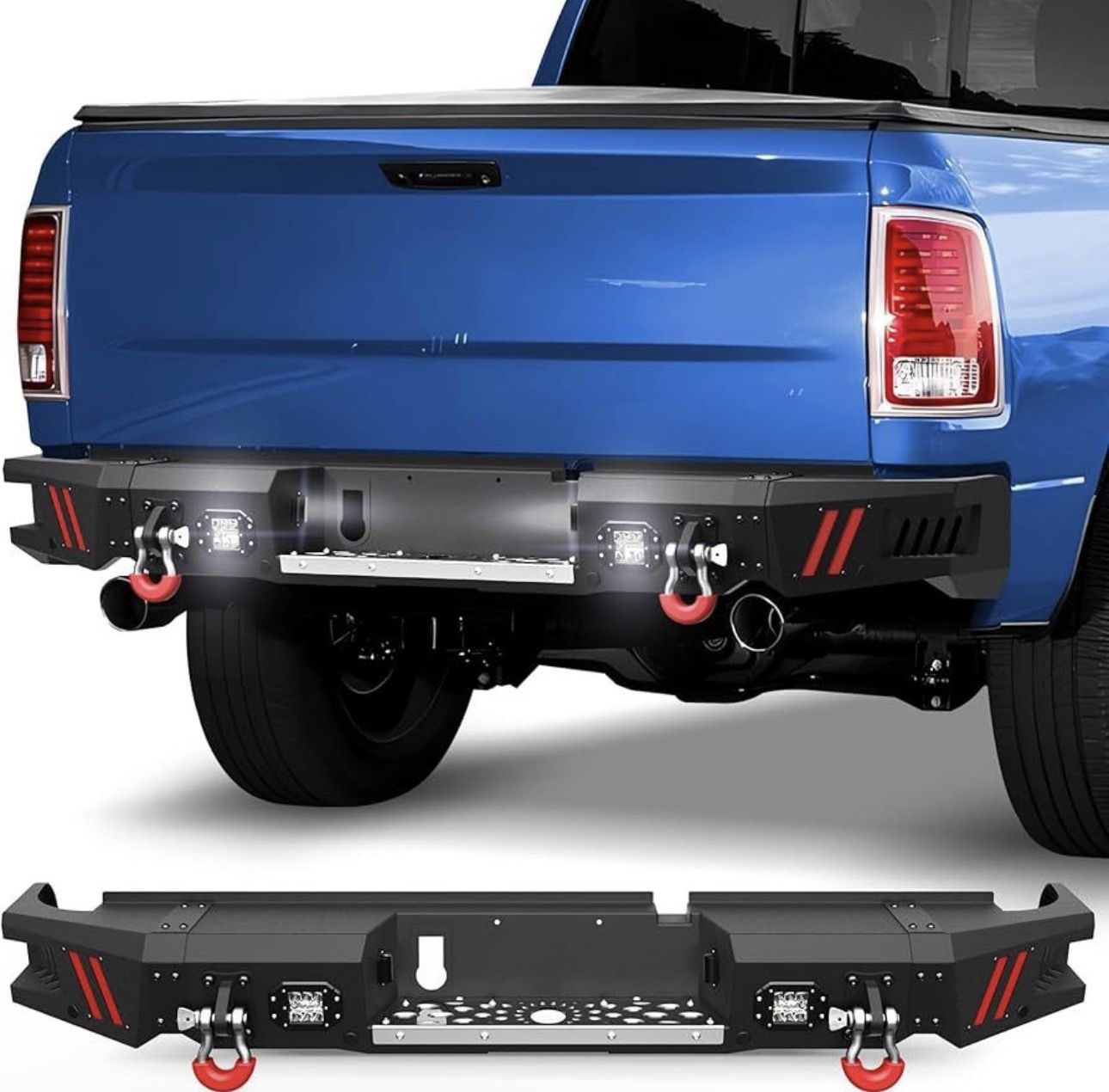Pofenze Ram 1500 Rear Bumper for 2009-2018 Dodge Ram 1500 and 2019-2025 Dodge Ram 1500 Classic Black Pickup Truck Bumper Brand new still in the box D2
