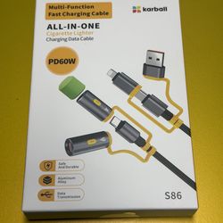 Karball S86 PD60W Multi-Function USB-C Fast Charging Cable w/ Lighter