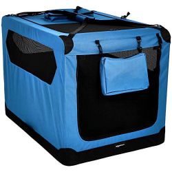 Premium Folding Portable Soft Pet Dog Crate Carrier Kennel - 42 x 31 x 31 Inches, Blue