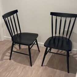 2 Black Dining Chairs (Crate And Barrel)