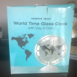 Brand new world time glass clock with date and time shopper image