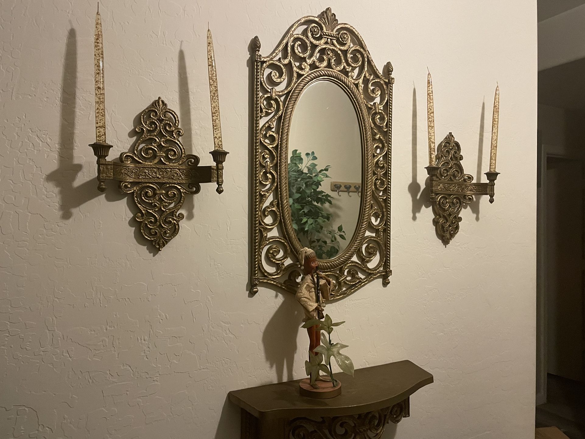 Mid Century 6 Piece Mirror Shelf And Candelabra Sconce Set I’m