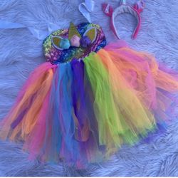 Girls Light Up Unicorn Dress Costume 