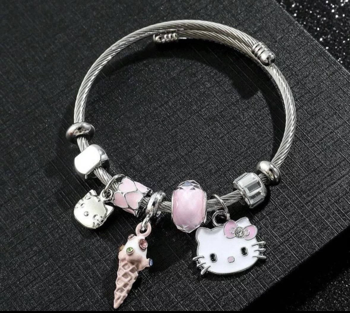 Hello Kitty Anime Sanrio Charm BraceletHello Kitty Pink Charm Bracelet
