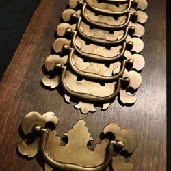 X8 VINTAGE ORNATE SOLID BRASS CABINET DRAWER HANDLE PULL KNOB HARDWARE GOTH GOTHIC VICTORIAN