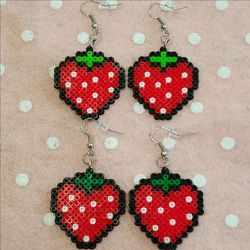 Strawberry perler bead earrings