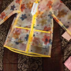 Beautiful Girl's Raincoat Size 5T Brand New 