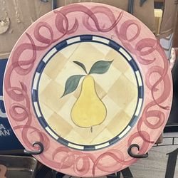 Set Of 3 Ethan Allen Painted Fruit Platters 