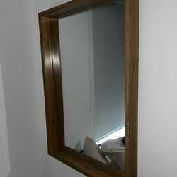 Mirror with wood frame