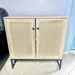 2-Door Rattan Storage Cabinet