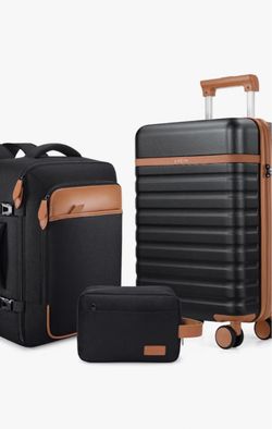 Luggage Sets 3 Piece, Carry On Luggage 20In With Spinner Wheels,PC Hardside Suitcase Set with TSA Lock,Durable Carry On Suitcase With Travel Backpack 