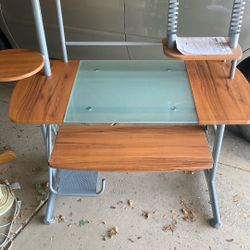 Multifunctional Computer Desk With Slide Out Keyboard Tray, Swivel Lamp Stand, And Computer Tower Shelf