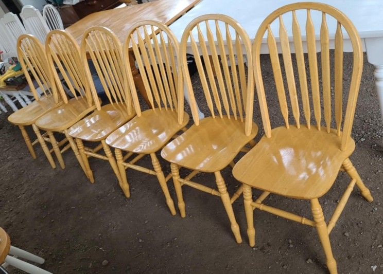 6 Solid Oak Dining Table Chairs Farmhouse/ Rustic/ Country Style