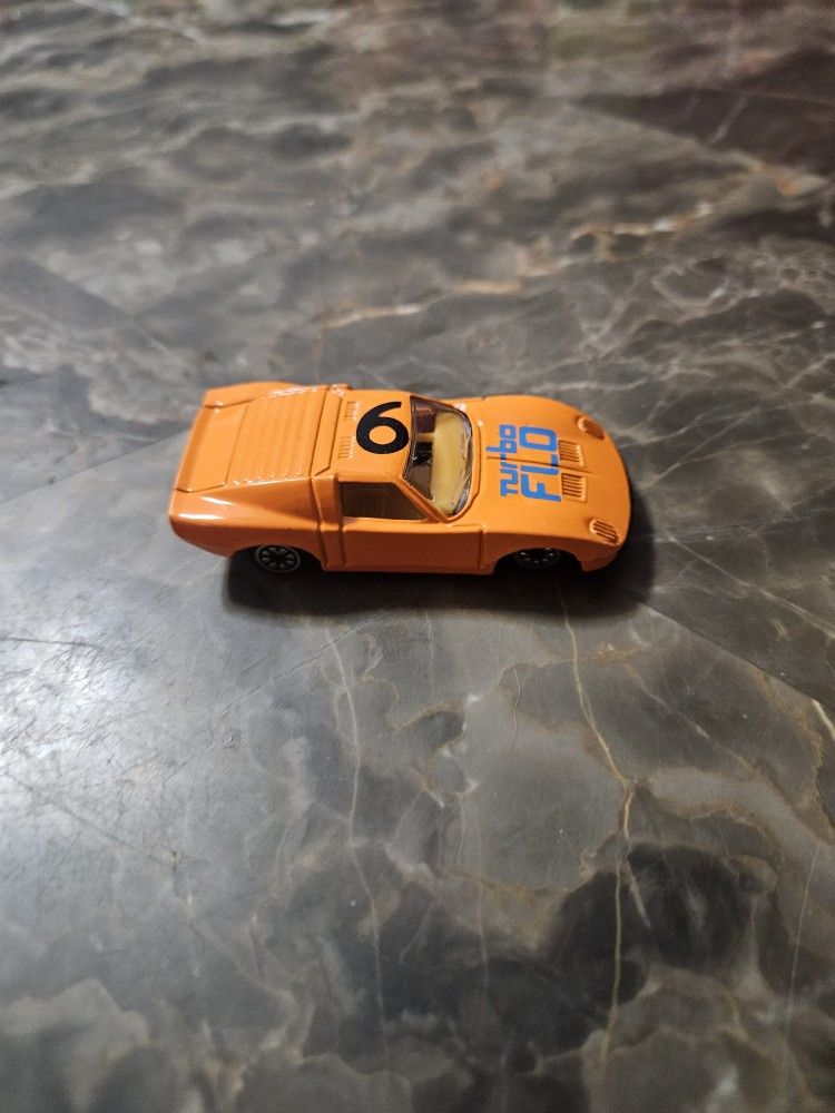Vintage Yatming Turbo Flo #9 Orange Ford GT Type 1/64 Scale Diecast Sports Car