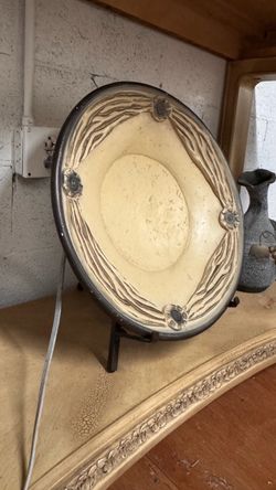 Vintage Ceramic Decorative Plate with Floral Relief