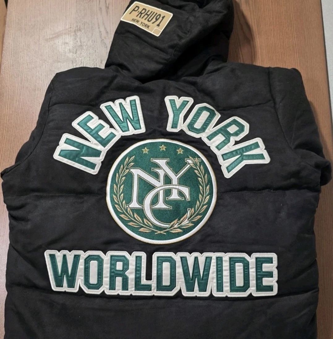 Puma X Rhude Jacket Black Faux Leather Puffer XL