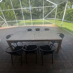 Outdoor Patio Dining Set – Table + 7 Chairs
