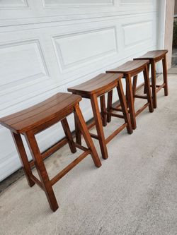 Solid wood saddle seat backless barstools! (4)
