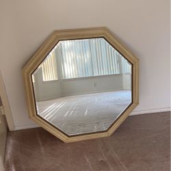 Vintage White Wall Mirror W/ Gold Trim