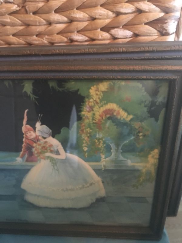 Vintage 1928 framed lithograph print Marygold Tsanya LOVES SIESTA