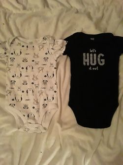 Carter's 18 month onesies set of 2 doggy design & "let's hug it out" $10obo