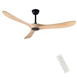 FOBLKS 60" Modern Ceiling Fan, Bedroom Fan With Remote Control, 2 Downrods, Reversible DC Motor 27W Quiet Energy Saving