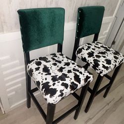 Green And Cow Print With Gold Studs Trimming  Read Description 