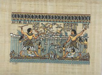 Hand-Painted Ancient Egyptian Papyrus. 